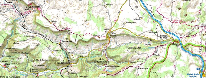 Carte routière - Localisation de Cornus